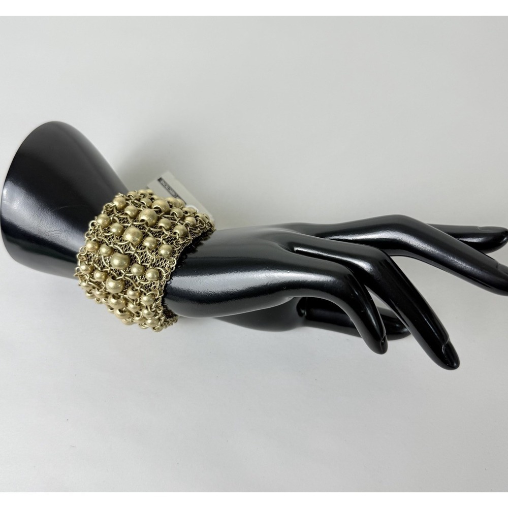 Gold Tone New Directions Statement Bracelet Bangle Magnetic Clasp